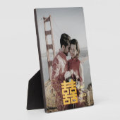 Gold Double Happiness Chinese bruiloft foto Fotoplaat (Zijkant)