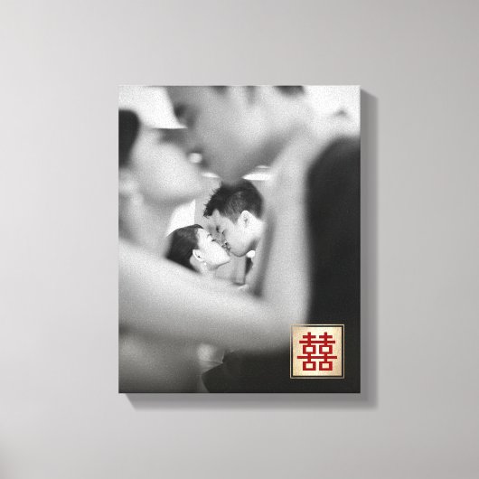 Gold Double Happiness Chinese Wedding Photo Canvas (Voorkant)
