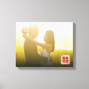 Gold Double Happiness Chinese Wedding Photo Canvas Afdruk