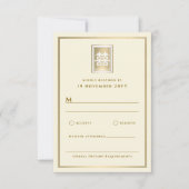 Gold Double Happiness Elegant Chinese Wedding RSVP Kaartje (Voorkant)