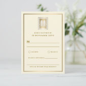 Gold Double Happiness Elegant Chinese Wedding RSVP Kaartje (Staand voorkant)