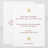 Gold Double Happiness Lantern Chinese Invitae Kaart (Voorkant / Achterkant)