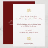 Gold Double Happiness Lantern Chinese Invitae Kaart (Voorkant / Achterkant)