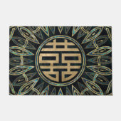 Gold Double Happiness Symbol Gold en Abalone Deurmat (Voorkant)