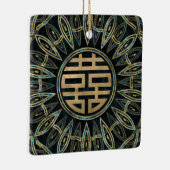 Gold Double Happiness Symbol Gold en Abalone Keramisch Ornament (Rechts)
