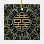 Gold Double Happiness Symbol Gold en Abalone Keramisch Ornament (Achterkant)