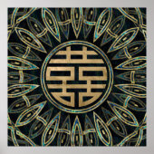 Gold Double Happiness Symbol Gold en Abalone Poster (Voorkant)