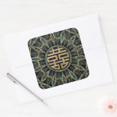 Gold Double Happiness Symbol Gold en Abalone Vierkante Sticker (Envelop)