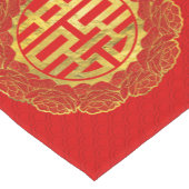 Gold Double Happiness Symbol in het Lijst Peony Korte Tafelloper (Hoek)