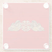 Gold Double Happiness Symbool met Mandarijnse Euck Glazen Onderzetter (Achterkant)