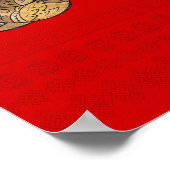 Gold Double Happiness Symbool met Mandarijnse Euck Poster (Hoek)
