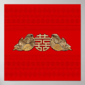 Gold Double Happiness Symbool met Mandarijnse Euck Poster (Voorkant)