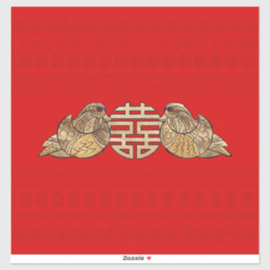 Gold Double Happiness Symbool met Mandarijnse Euck Sticker