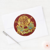 Gold Double Happiness Symbool met vogels Ronde Sticker (Envelop)