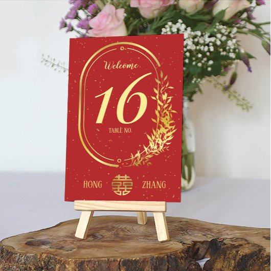 Gold Double Happiness Wedding Kaart