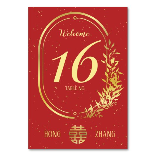 Gold Double Happiness Wedding Kaart (Voorkant)