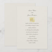 Gold Dove Elegant Ecru Simple Classy Wedding Kaart (Voorkant / Achterkant)