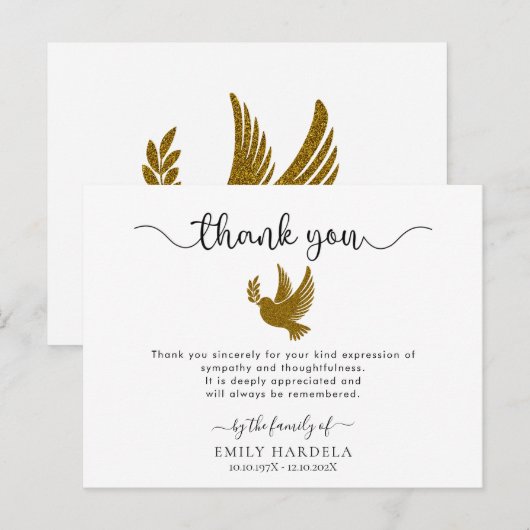 Gold Dove Elegant Funeral Hartelijk dank! Briefkaart (Voorkant / Achterkant)