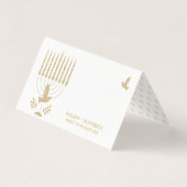 Gold Dove Menorah Hannukah Place Seating Card Visitekaartje (Achterkant)