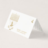 Gold Dove Menorah Hannukah Place Seating Card Visitekaartje (Voorkant)