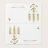 Gold Dove Menorah Hannukah Place Seating Card Visitekaartje (Buitenkant ongevouwen)