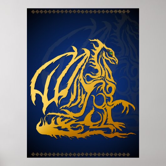 Gold Dragon afdrukken Poster (Voorkant)