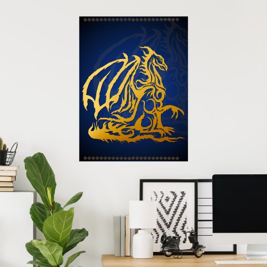 Gold Dragon afdrukken Poster (Thuiskantoor)