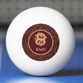 Gold Dragon and Medieval Stars and Moon on Maroon Pingpongbal
