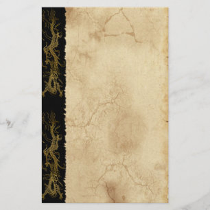 Gold Dragon Asian Parchment-effect Stationery Briefpapier