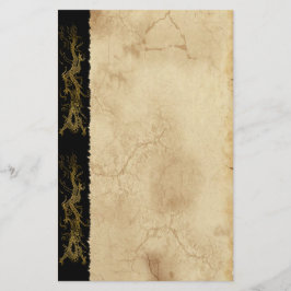 Gold Dragon Asian Parchment-effect Stationery Briefpapier