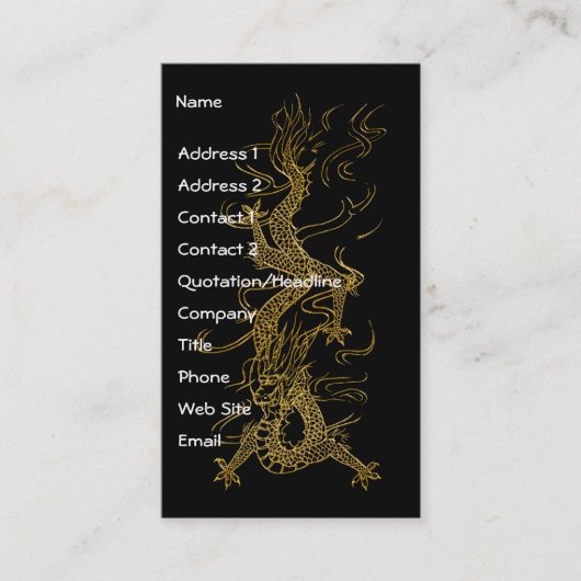 GOLD DRAGON Aziatisch ontwerp Visitekaartje (Voorkant)