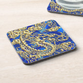 Gold Dragon Blue Satijn weelderig Onderzetter (Linkerzijde)