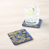Gold Dragon Blue Satijn weelderig Onderzetter (Rechterzijde)