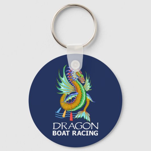 Gold Dragon Boat Racing Blauwe Sleutelhanger (Voorkant)