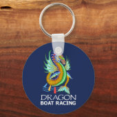Gold Dragon Boat Racing Blauwe Sleutelhanger (Voorkant)