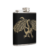 Gold Dragon Fantasy Gothic Flask Heupfles (Rechts)