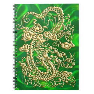 Gold Dragon Green Satin Lush Gold Notitieboek