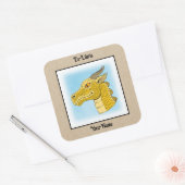 Gold Dragon Head in Profile Bookplate Vierkante Sticker (Envelop)