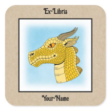 Gold Dragon Head in Profile Bookplate