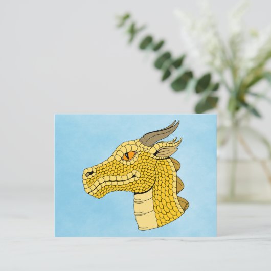 Gold Dragon Head in Profile Briefkaart (Staand voorkant)