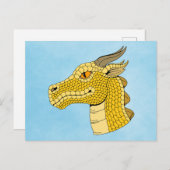 Gold Dragon Head in Profile Briefkaart (Voorkant / Achterkant)