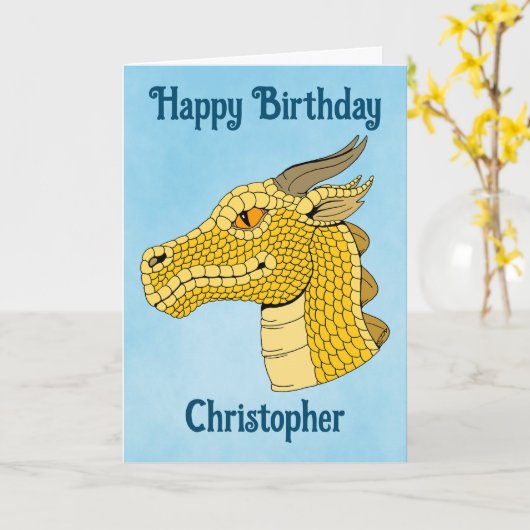 Gold Dragon Head in Profile Kaart (Gele Bloem)