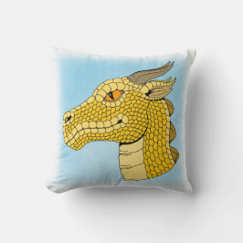 Gold Dragon Head in Profile Kussen