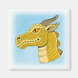 Gold Dragon Head in Profile Magneet