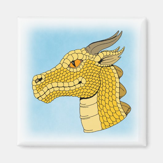 Gold Dragon Head in Profile Magneet (Voorkant)