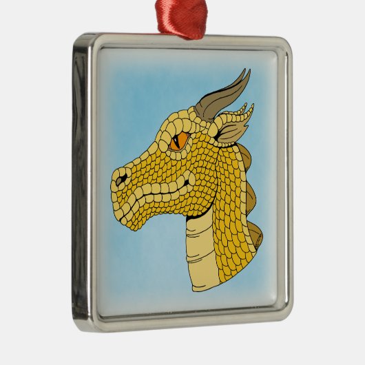 Gold Dragon Head in Profile Metalen Ornament (Rechts)