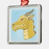 Gold Dragon Head in Profile Metalen Ornament (Links)