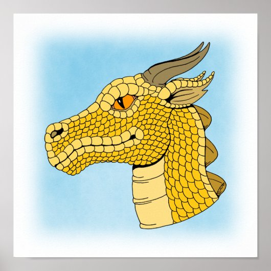 Gold Dragon Head in Profile Poster (Voorkant)