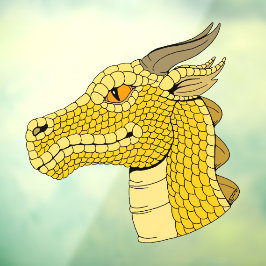 Gold Dragon Head in Profile Raamsticker