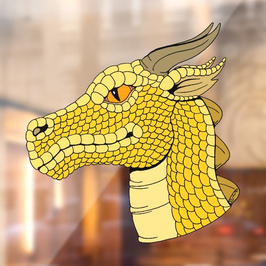 Gold Dragon Head in Profile Raamsticker (Vel 2)